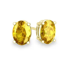 10k Yellow Gold Plated 1 Carat Round Created Yellow Sapphire Stud Earrings