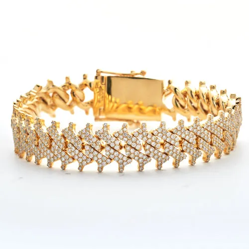 10KY 9.65CTW DIAMOND SPIKE MIAMI CUBAN BRACELET