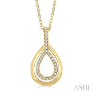 1/10 ctw Petite Pear Shape Round Cut Diamond Fashion Pendant With Chain in 10K Yellow Gold