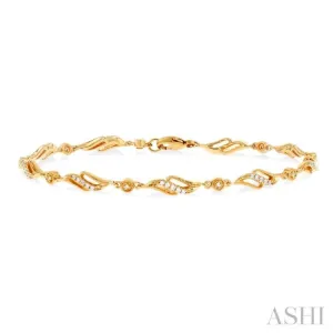 1/4 ctw Art Deco Lattice Kite Round Cut Diamond Fashion Tennis Bracelet in 10K Yellow Gold