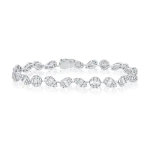 14k 1.81Ct Baguette 83 diamonds, 1.83Ct Round 156 Diamond Bracelet, Available in White, Rose and Yellow Gold