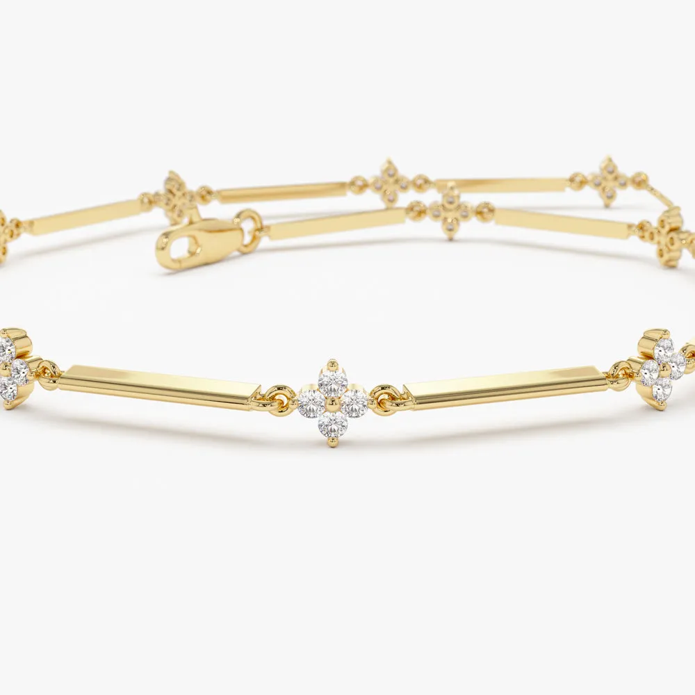 14k Clover Setting Diamond Infinity Bracelet