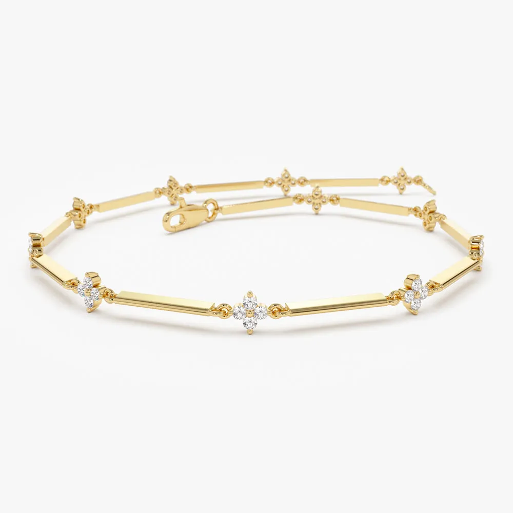 14k Clover Setting Diamond Infinity Bracelet