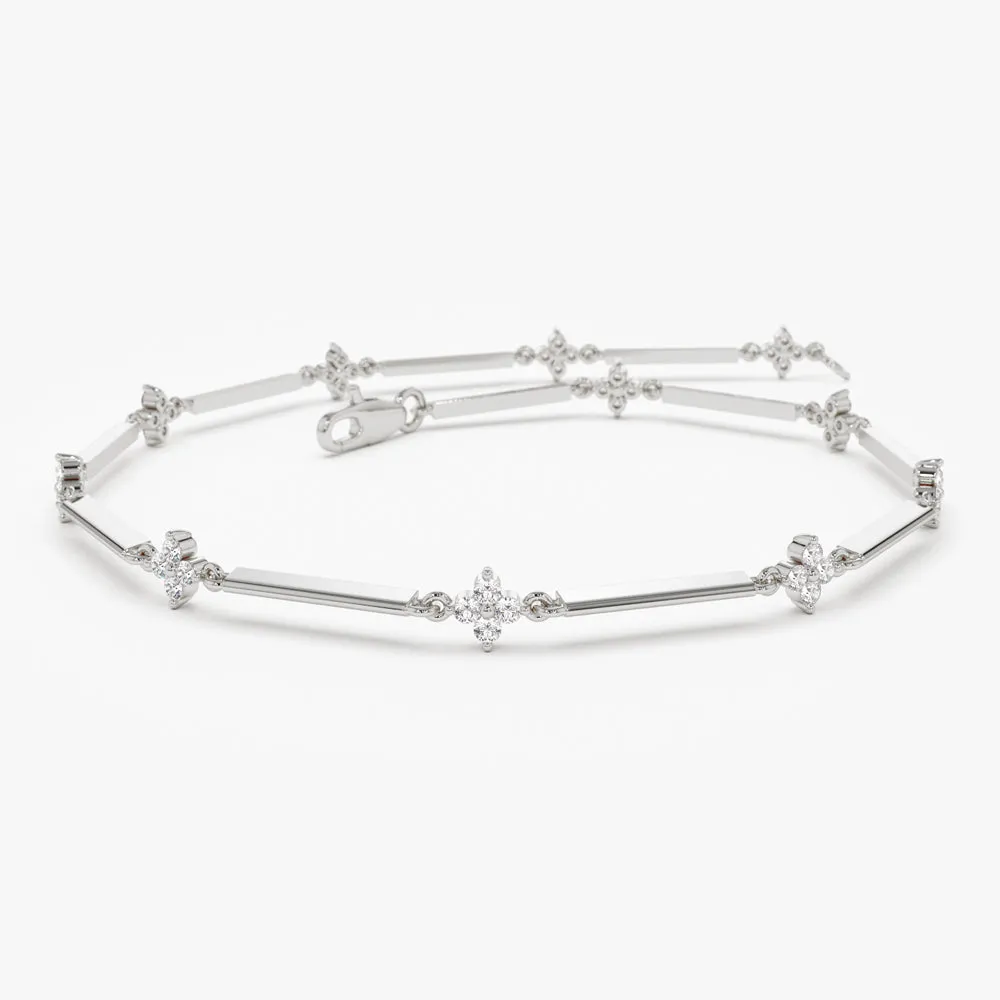 14k Clover Setting Diamond Infinity Bracelet