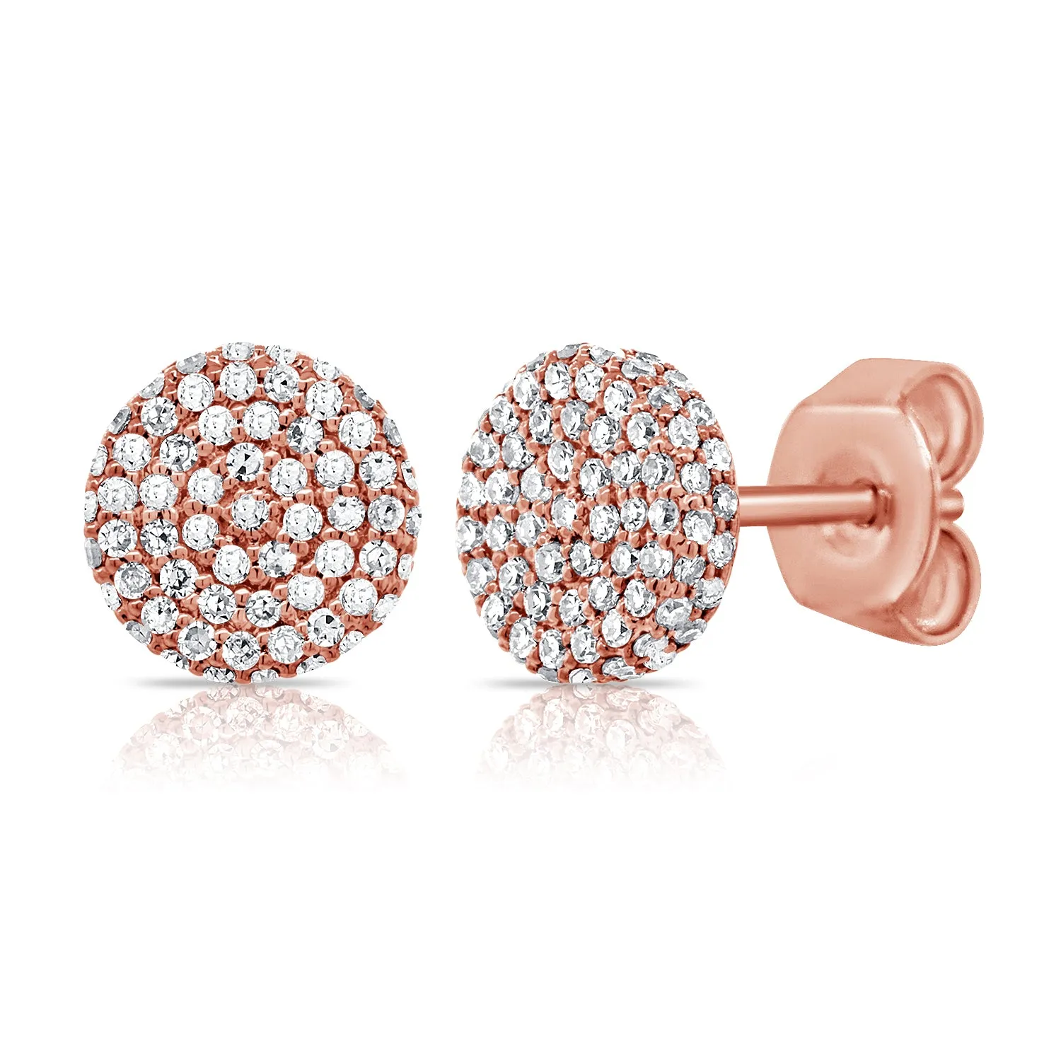 14k Gold & Diamond Disc Stud Earrings - 0.50ct