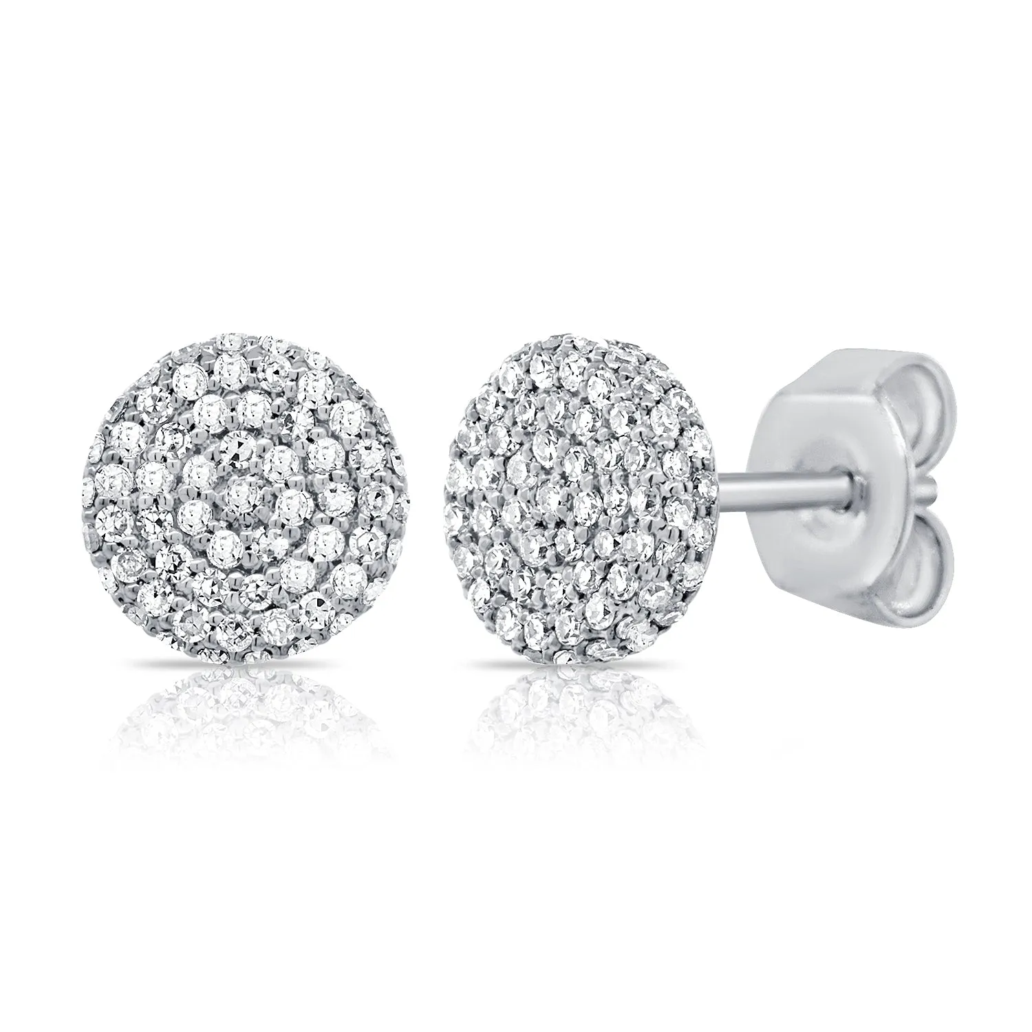 14k Gold & Diamond Disc Stud Earrings - 0.50ct