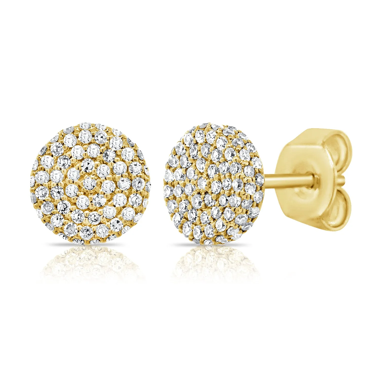 14k Gold & Diamond Disc Stud Earrings - 0.50ct