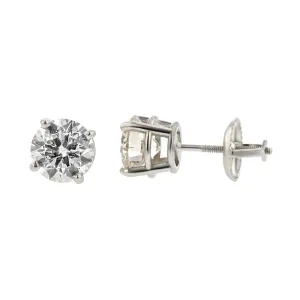 14K Gold Diamond Stud Earrings with Screw Backs