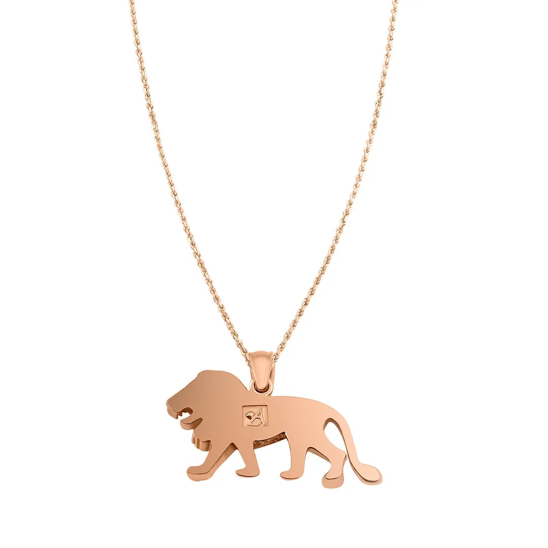 14K Rose Gold & Diamond Lion Pendant 3.50ctw