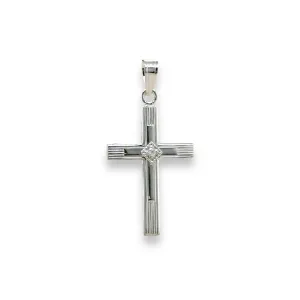 14K W Gold Cross with 1 Diamond