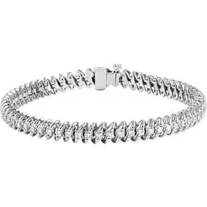 14K White 1 1/4 CTW Diamond Line 7.25" Bracelet