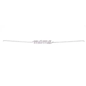 14K White Gold Diamond "Mama" Script Bracelet