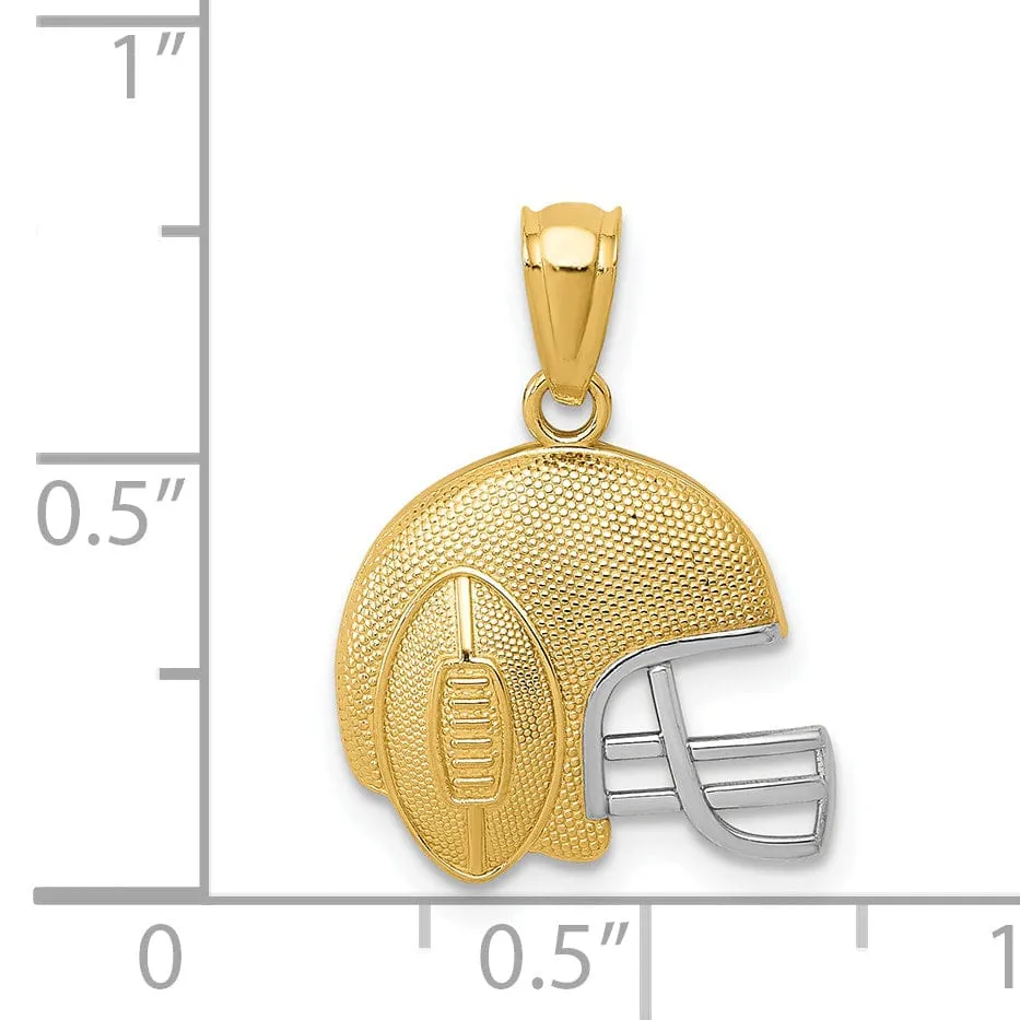 14k Yellow Gold 3-D Football on Helmet Pendant