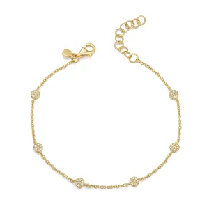 14K Yellow Gold Diamond 6 Disc Bracelet