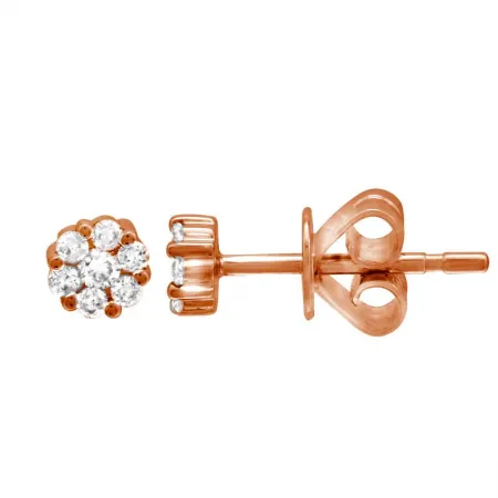 14K Yellow Gold Diamond Mini Flower Cluster Earrings