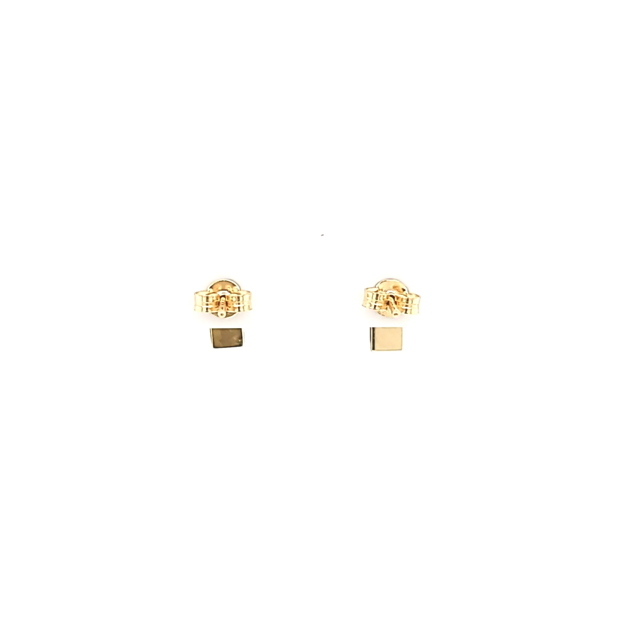 14k Yellow Gold Malachite Rectangle Stud Earrings (I7776)