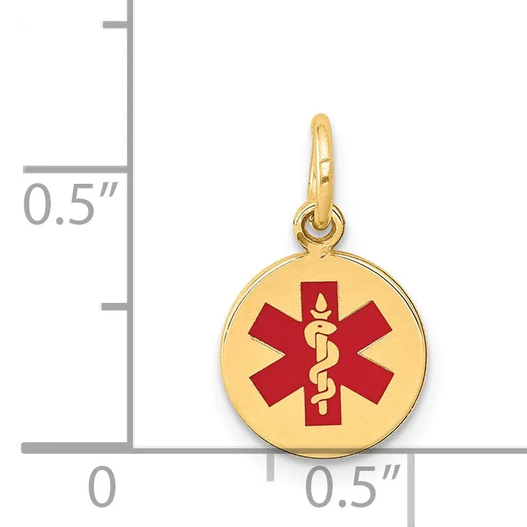 14k Yellow Gold Mini Small Size Medical Alert ID Charm Pendant