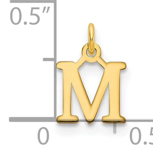 14k Yellow Gold Polished Finish Cut-Out Letter M Initial Design Charm Pendant