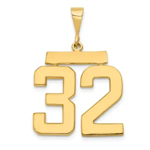 14k Yellow Gold Polished Finish Large Size Number 32 Charm Pendant