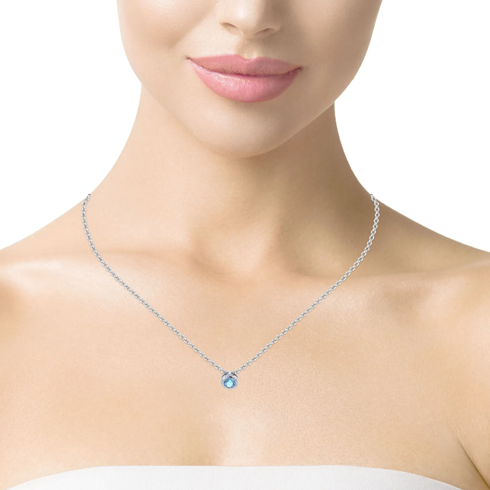 18ct White Gold 0.16ct Aquamarine Necklace