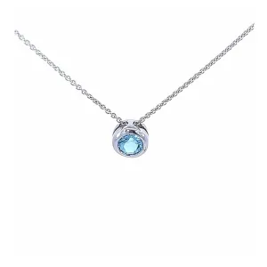 18ct White Gold 0.16ct Aquamarine Necklace