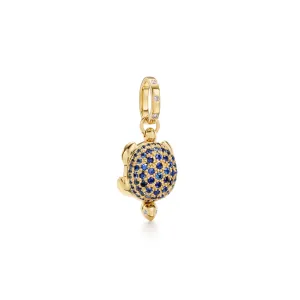 18K Blue Sapphire Pavé Turtle Locket