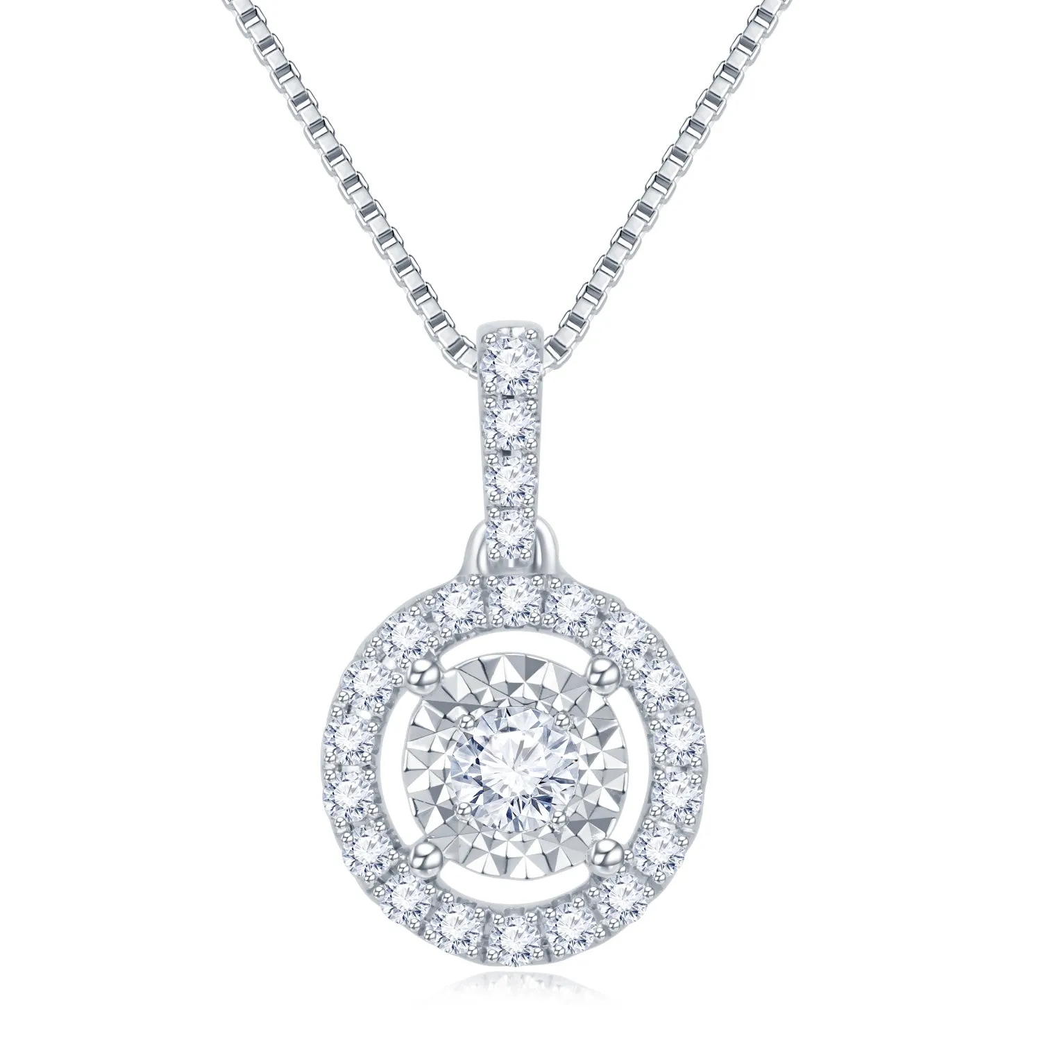 18K White Gold Diamond Cut Diamond Pendant