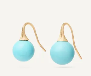 18K Yellow Gold Turquoise Drop Earrings