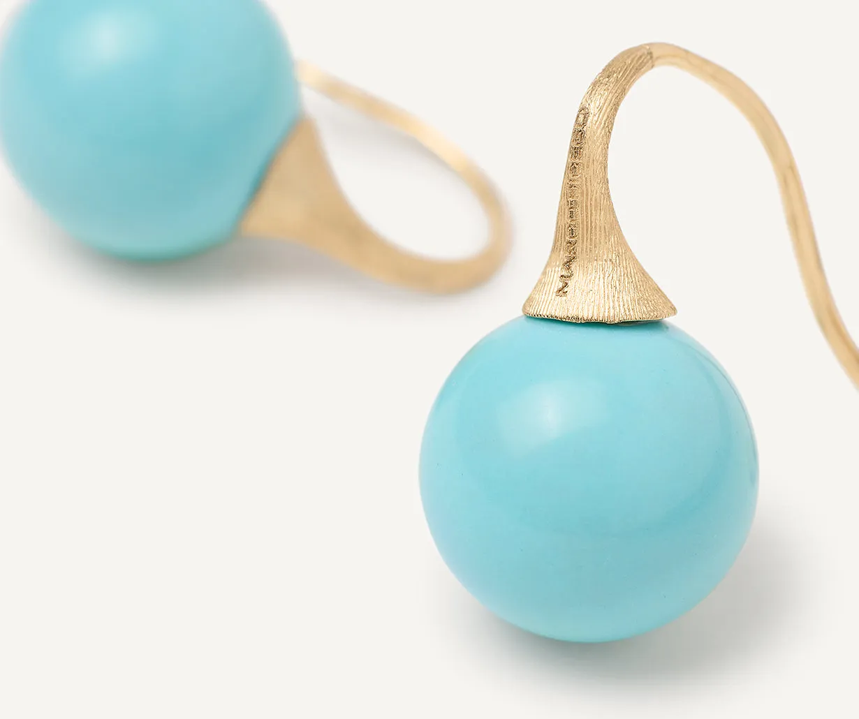 18K Yellow Gold Turquoise Drop Earrings