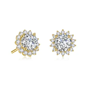 2 Ctw. Sunflower Round Moissanite Stud Earrings