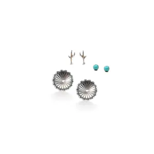 2024 BLACK FRIDAY: Concho/ Tiny Turquoise/Cactus Stud - Set of 3