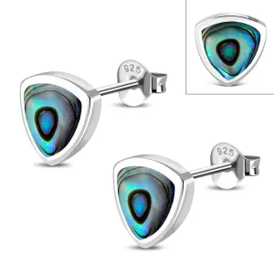 7.00mm | Abalone Shell Reuleaux Triangle Silver Stud Earrings