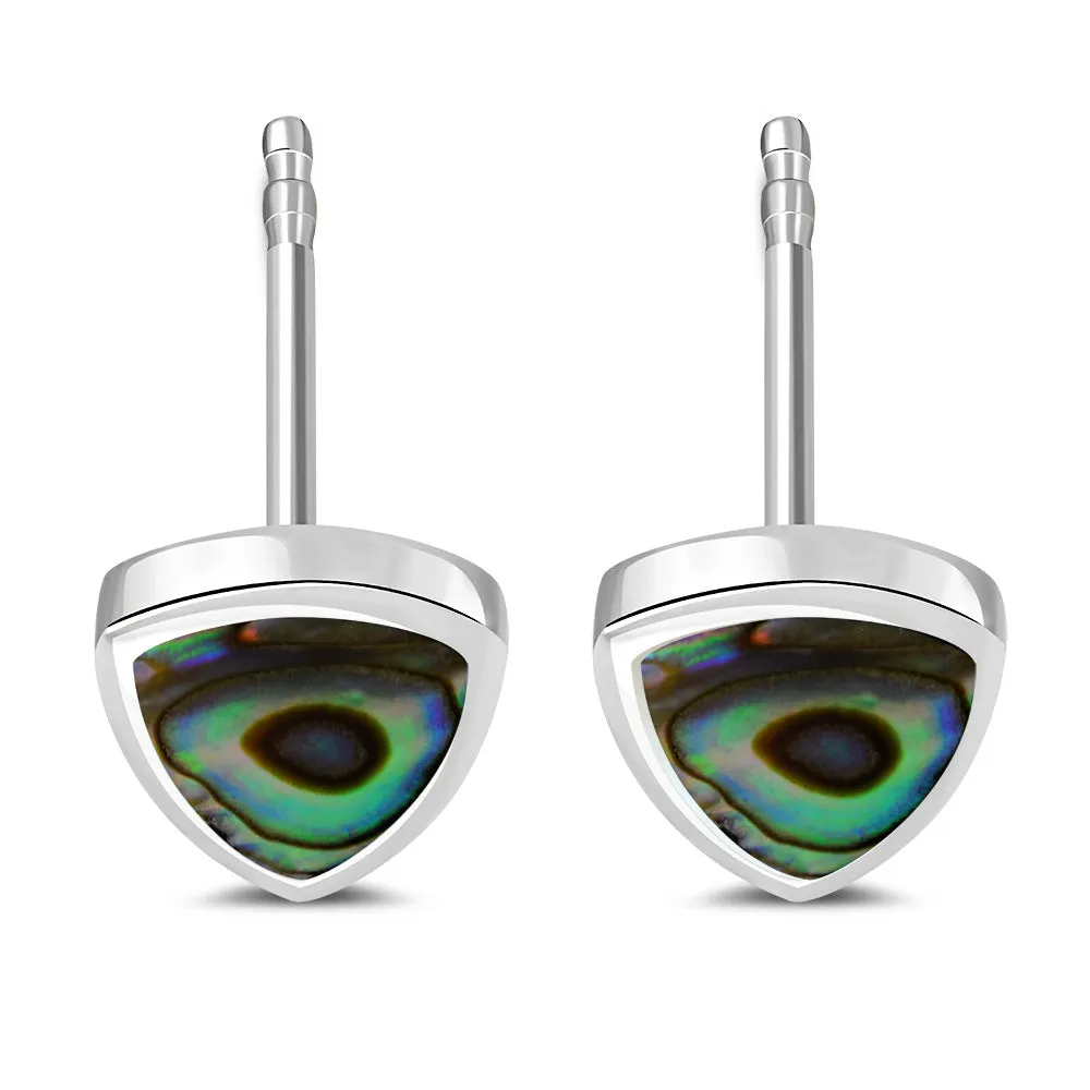 7.00mm | Abalone Shell Reuleaux Triangle Silver Stud Earrings