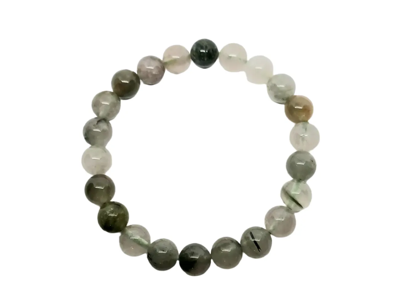 8MM Green Tourmaline in Quartz Crystal Bracelet