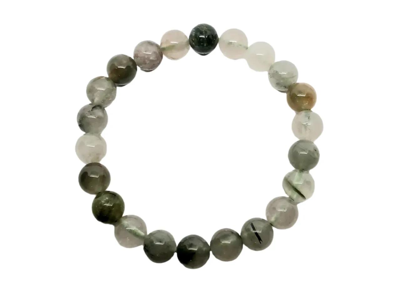 8MM Green Tourmaline in Quartz Crystal Bracelet