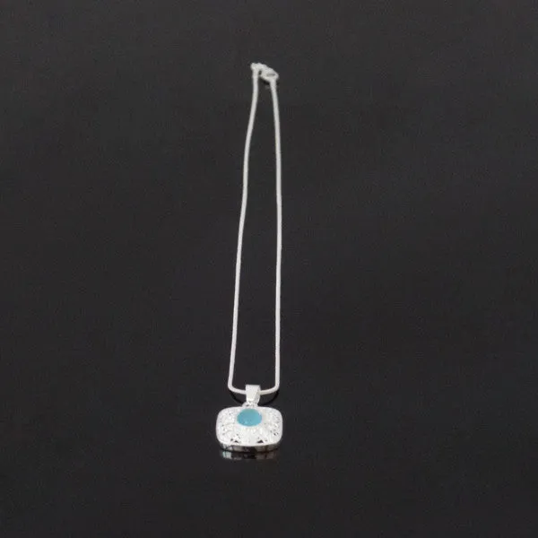 925 Sterling Silver Necklace with Ocean Blue Stone