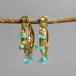 Amazonite Jade Gemstone Hoop Earrings