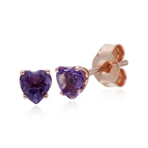 Amethyst Ohrringe, 9 Karat Rosegold 0,38ct Amethyst 4 Klaue Satz Herz Ohrstecker