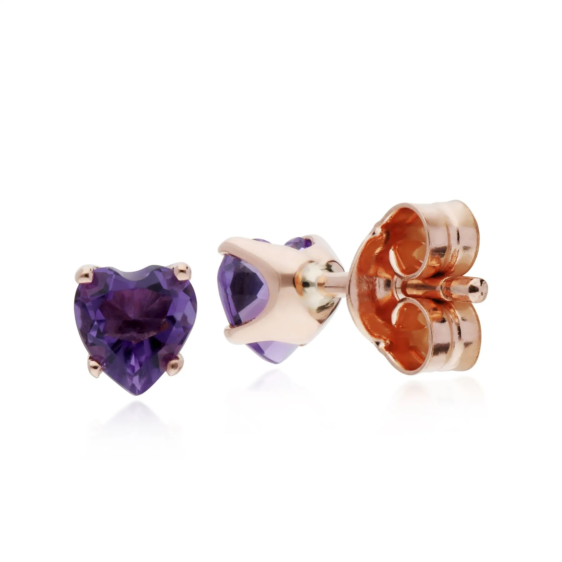 Amethyst Ohrringe, 9 Karat Rosegold 0,38ct Amethyst 4 Klaue Satz Herz Ohrstecker