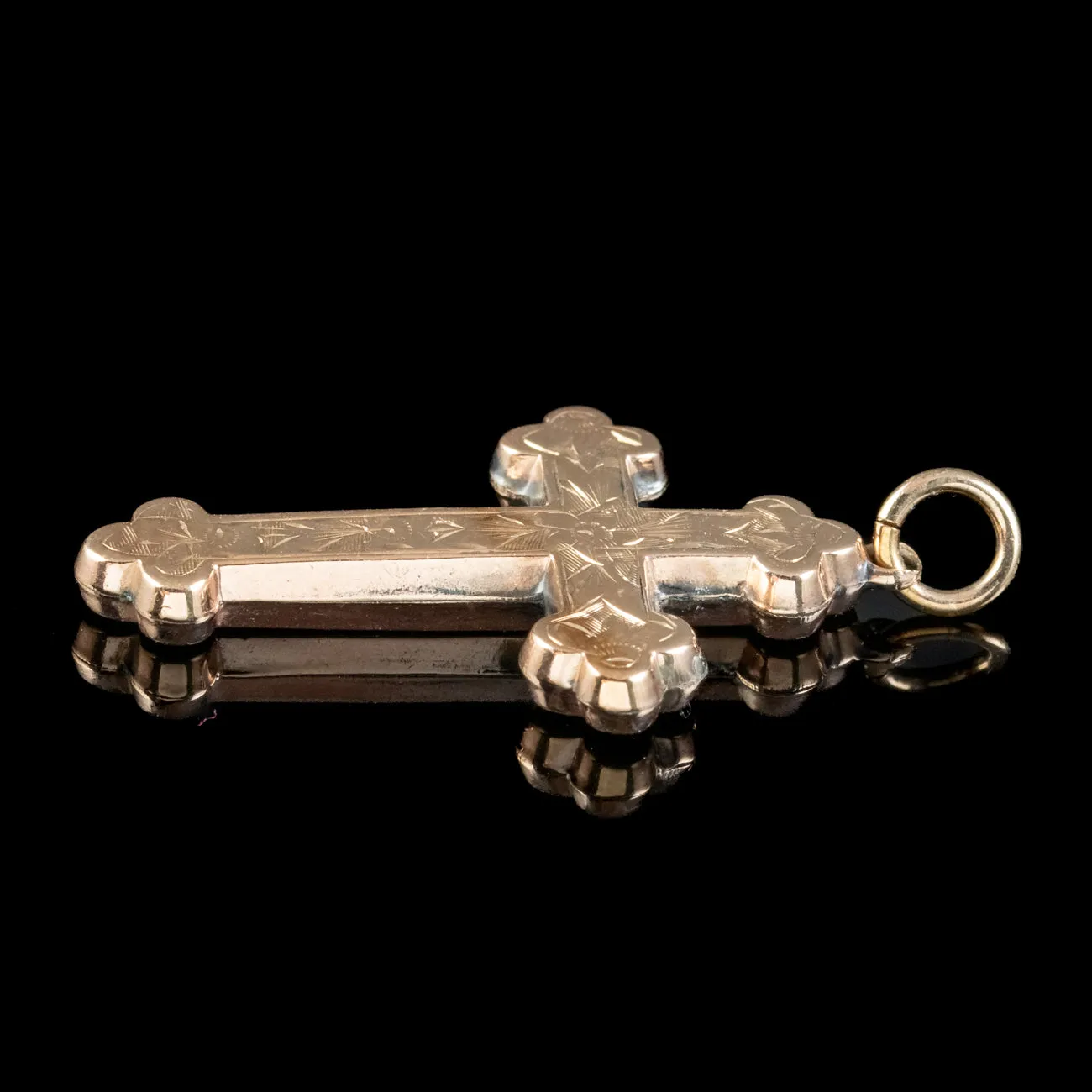 Antique Edwardian 9ct Rose Gold Cross Pendant