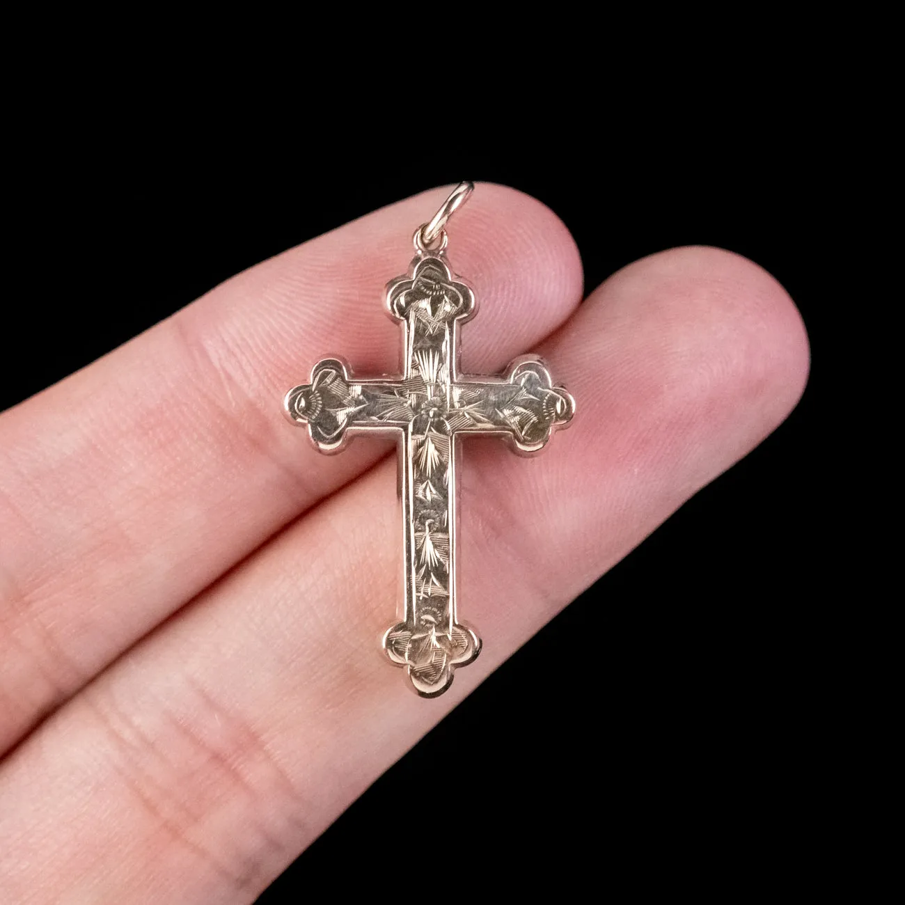 Antique Edwardian 9ct Rose Gold Cross Pendant