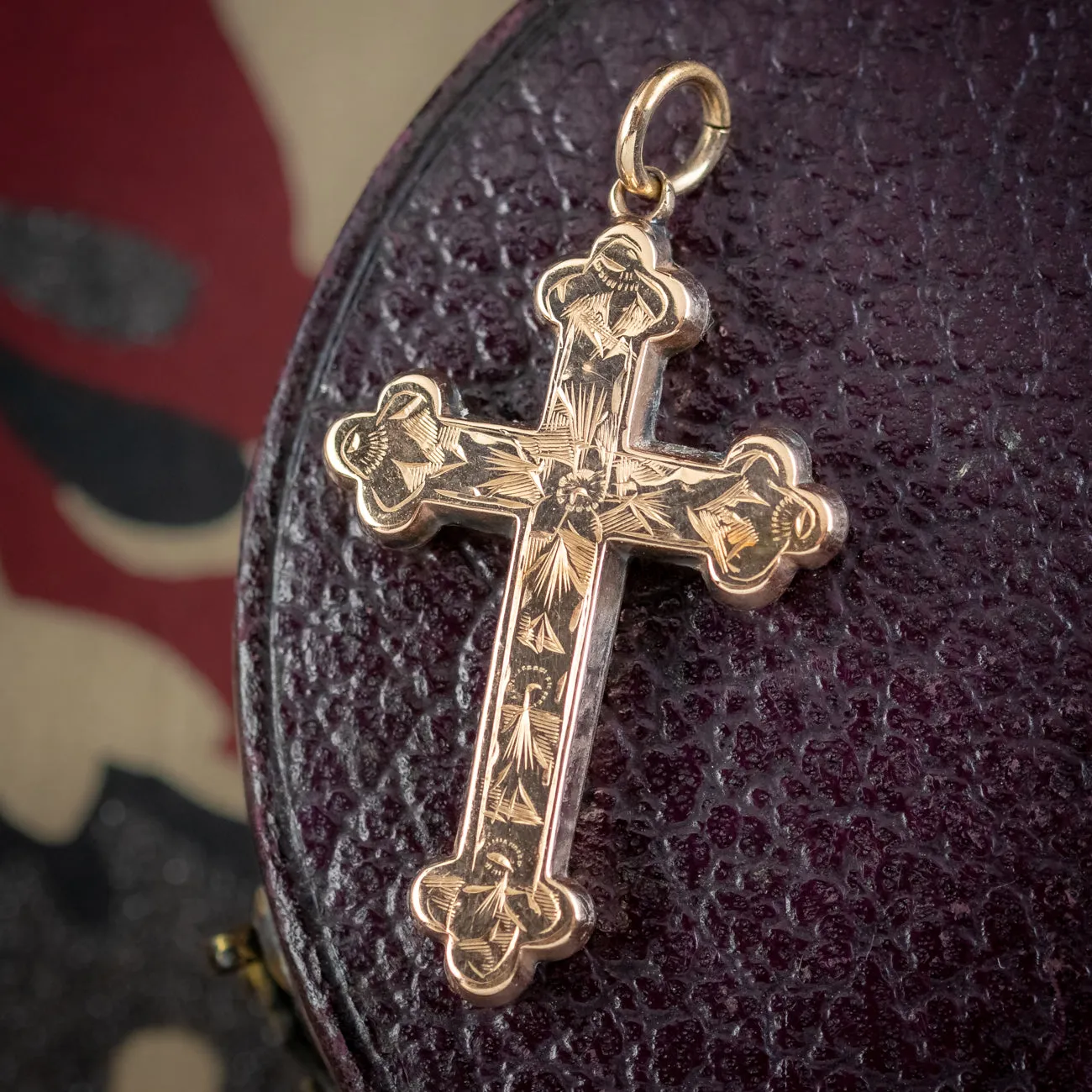 Antique Edwardian 9ct Rose Gold Cross Pendant