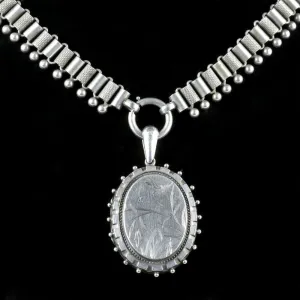 Antique Edwardian Silver Locket And Collar Dated 1905