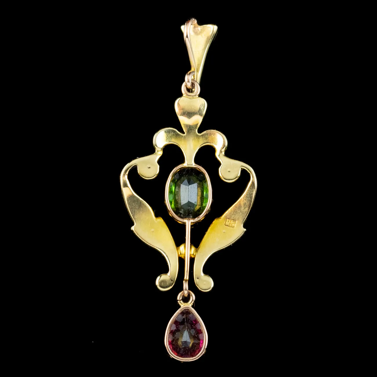 Antique Edwardian Suffragette Pendant Pearl Almandine And Green Garnet