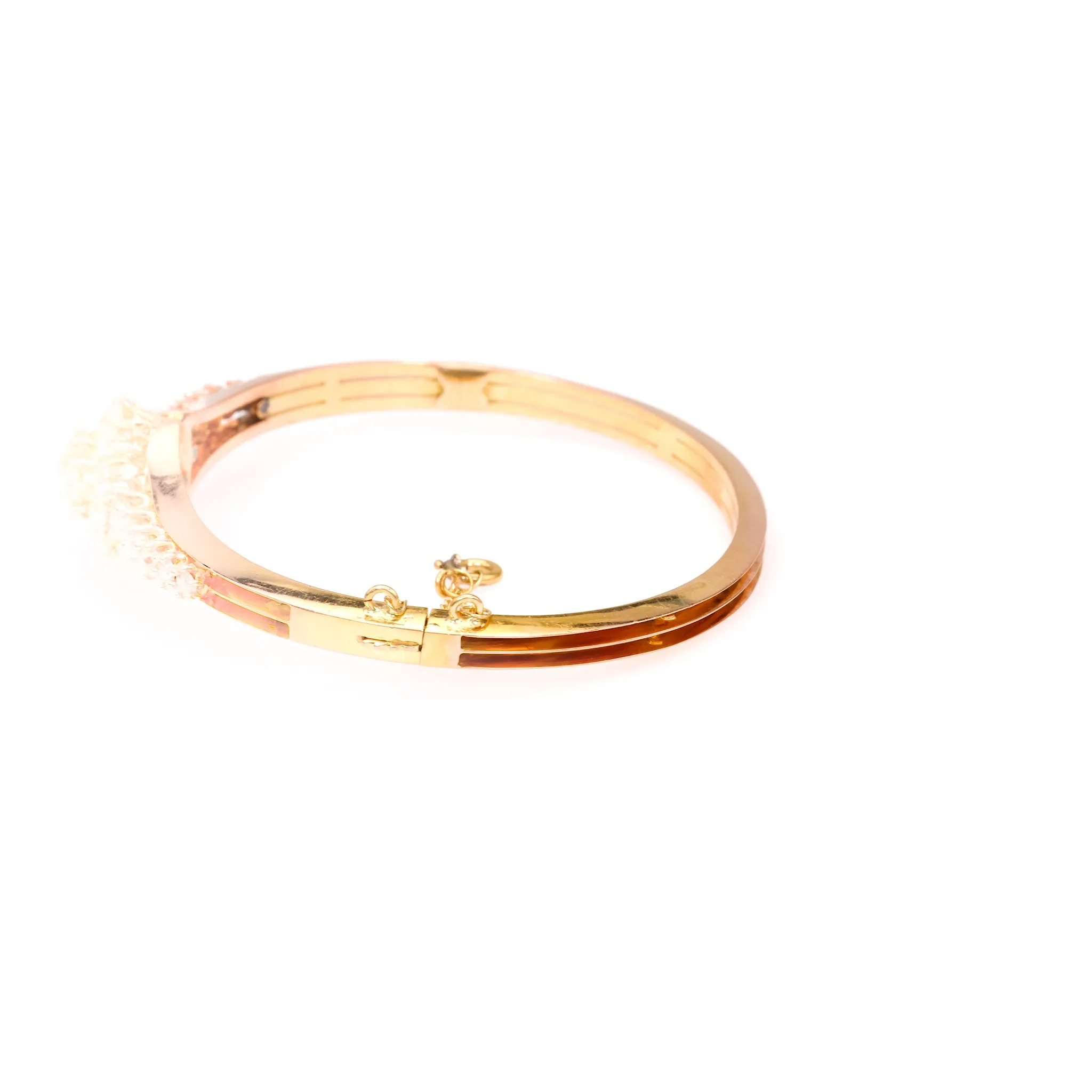 Antique French Diamond 18k Rose Gold Bangle Bracelet