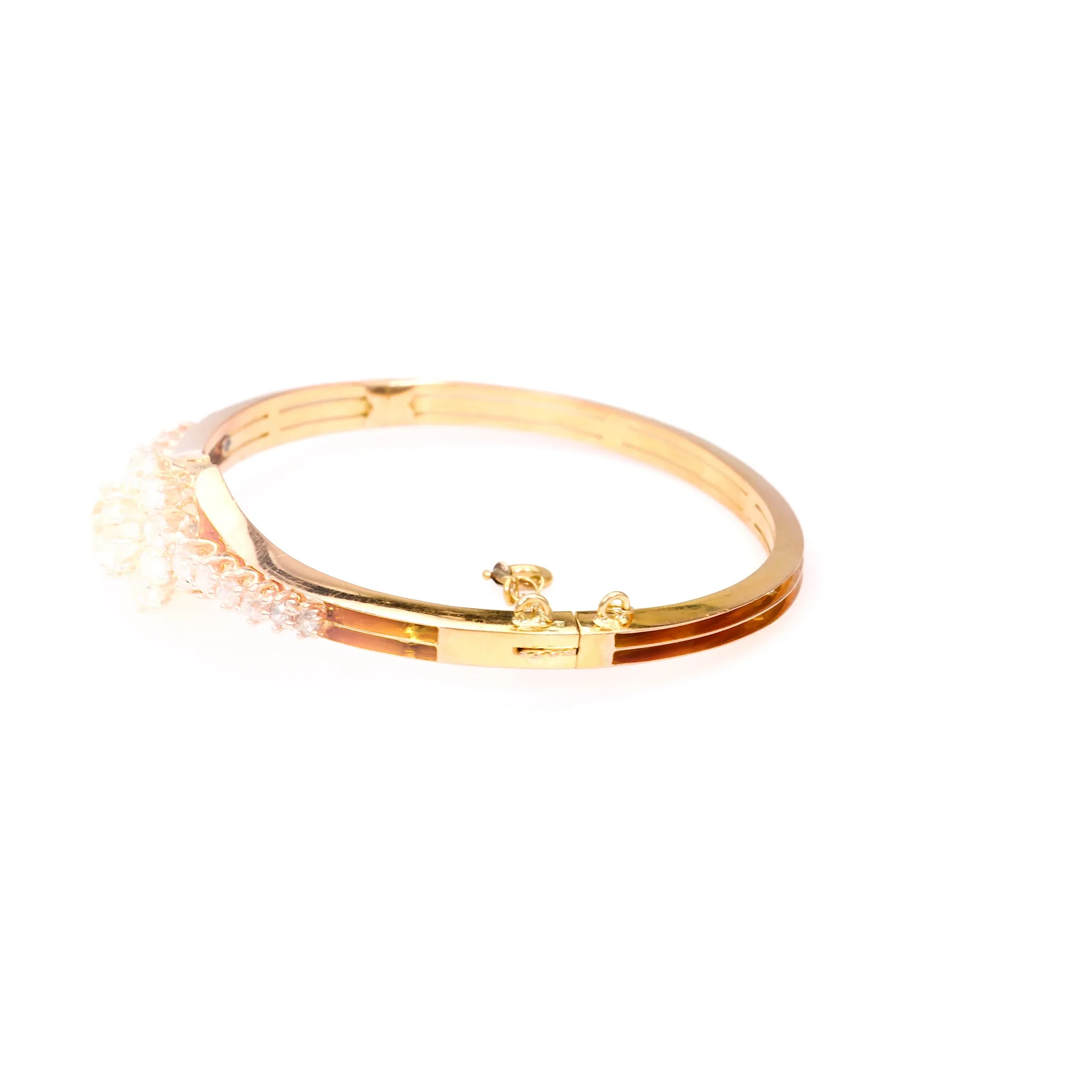 Antique French Diamond 18k Rose Gold Bangle Bracelet