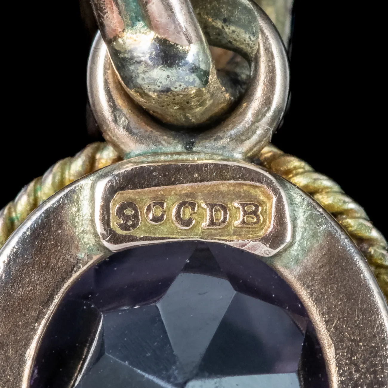 Antique Victorian Amethyst Topaz Aquamarine Pendant 9ct Gold