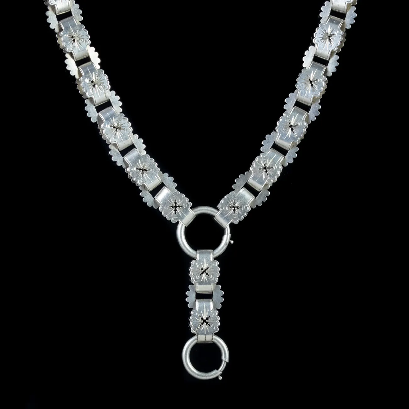 Antique Victorian Collar Necklace Silver Circa 1890