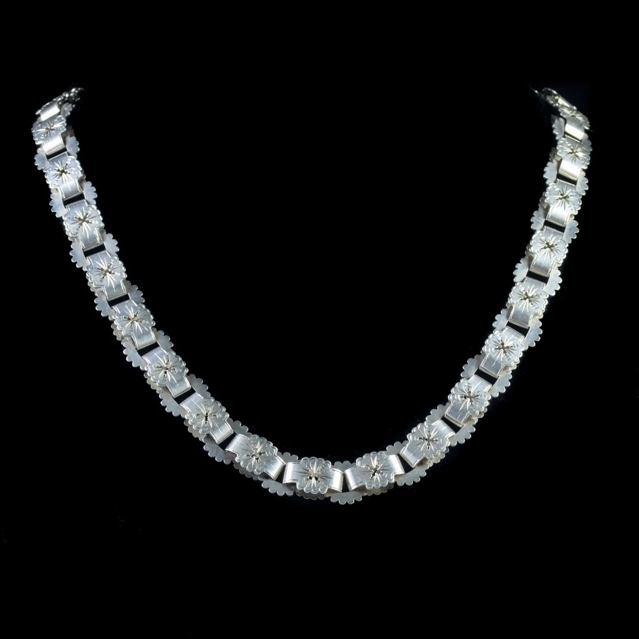 Antique Victorian Collar Necklace Silver Circa 1890