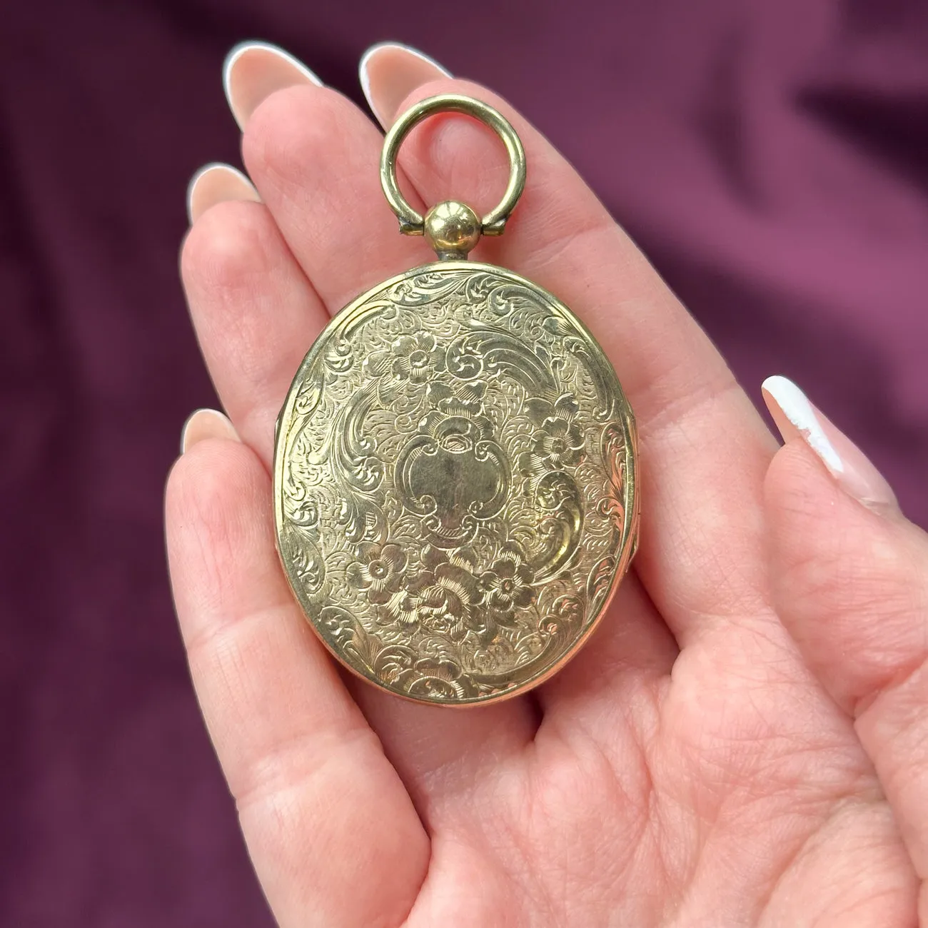 Antique Victorian Floral Family Locket 15ct Gold Back And Front